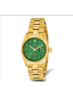 Charles Hubert Mens Gold Tone Stainless Steel Green Dial Watch