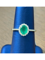 Jordans 10k Oval Emerald and Diamond Ring .25cttw sz 7