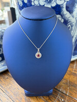 Jordans 14k Two-Tone Diamond & Ruby Necklace .25cttw adj chain