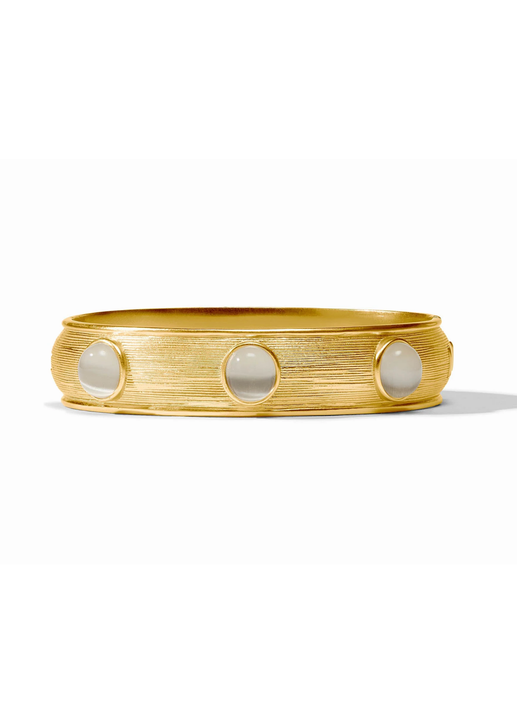 Julie Vos Cobblestone Hinge Bangle - Ivory Cat's Eye