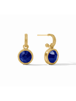 Julie Vos Fleur-de-Lis Hoop & Charm Earring - Iridescent Sapphire Blue