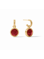 Julie Vos Fleur-de-Lis Hoop & Charm Earring - Iridescent Ruby Red