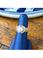 Jordans 8mm Pearl & Diamond Two Toned 14k sz 7