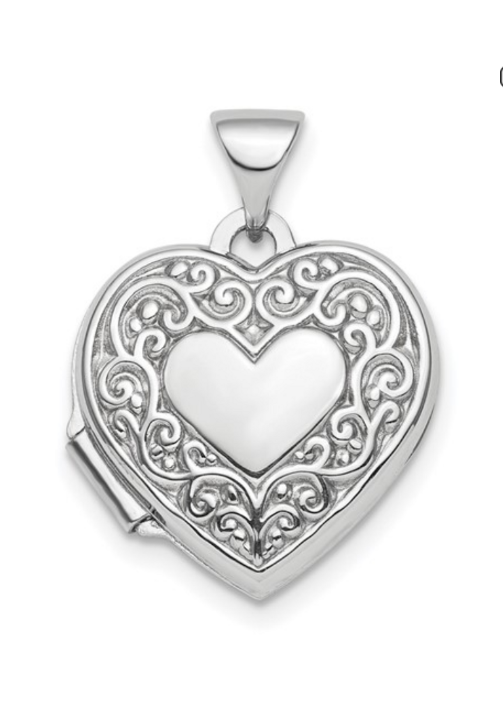 Jordans Sterling 15mm Reversible Scroll Heart Locket Necklace