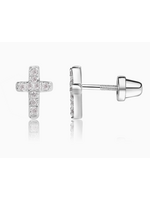 Jordans Sterling CZ  Screw Back Cross Earrings