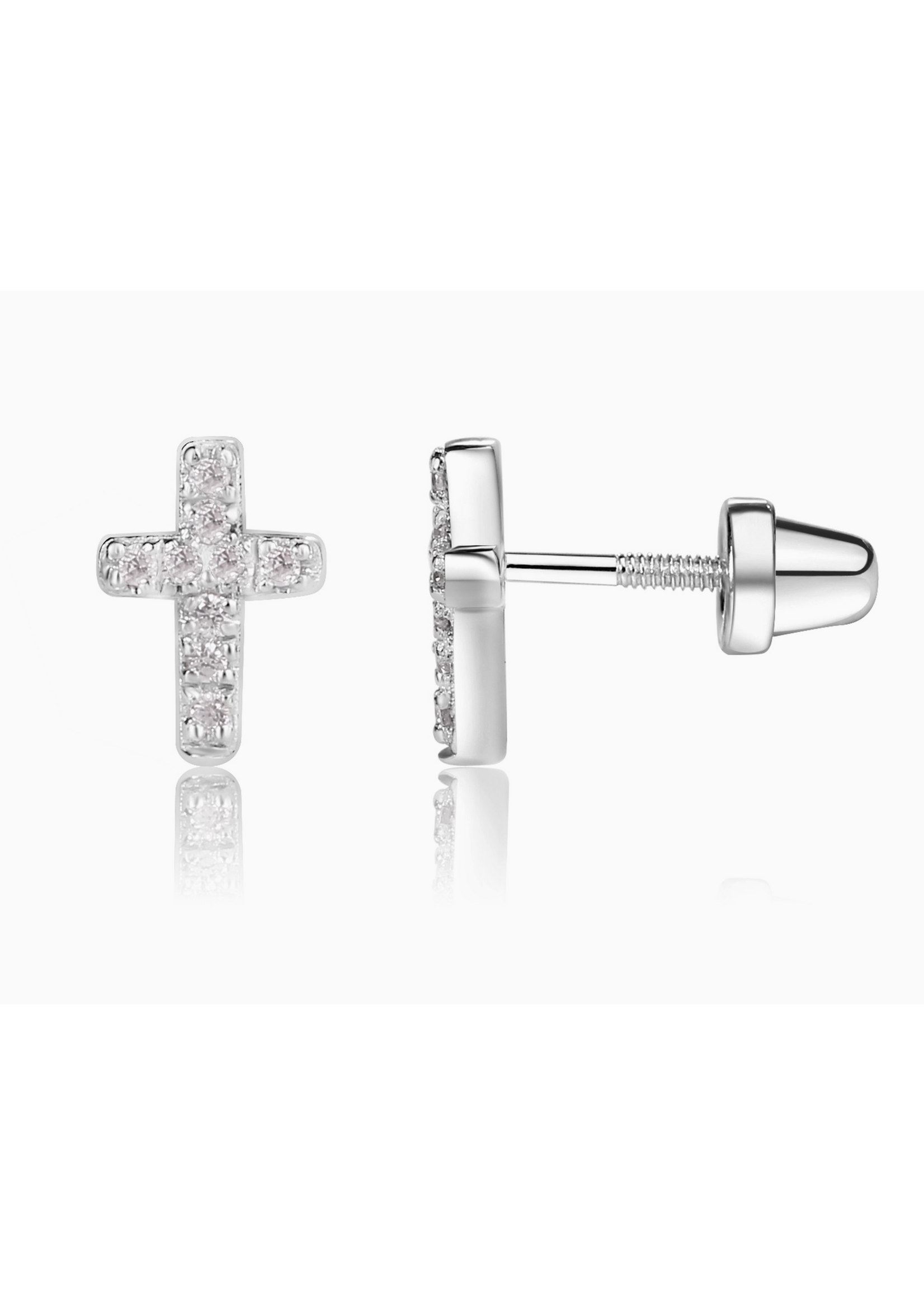 Jordans Sterling CZ  Screw Back Cross Earrings