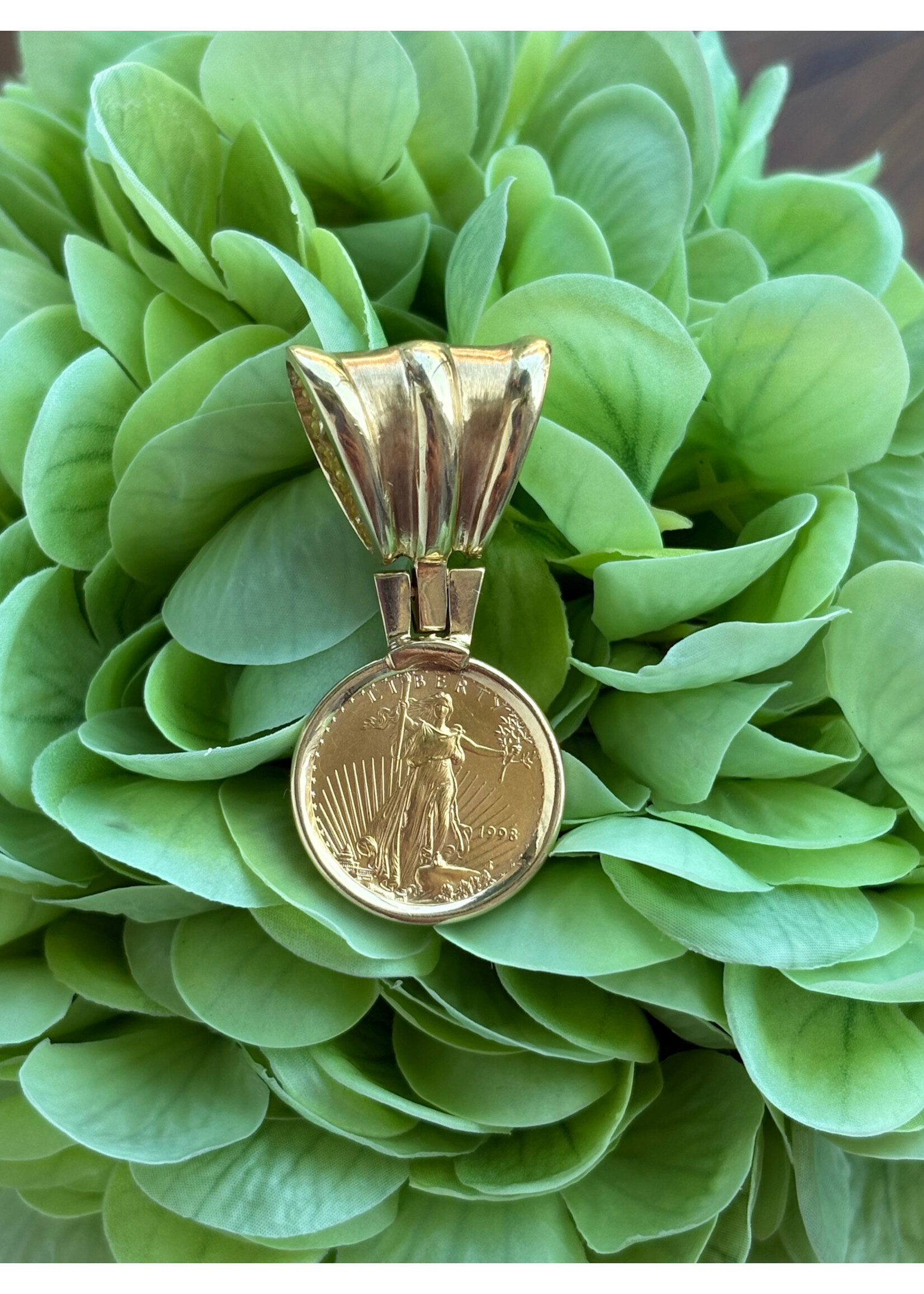 Jordans 14k Eagle Coin Slide Pendant