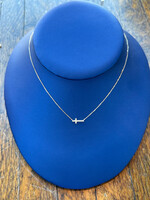 Jordans 10k Horizontal Diamond Cross Necklace adj chain