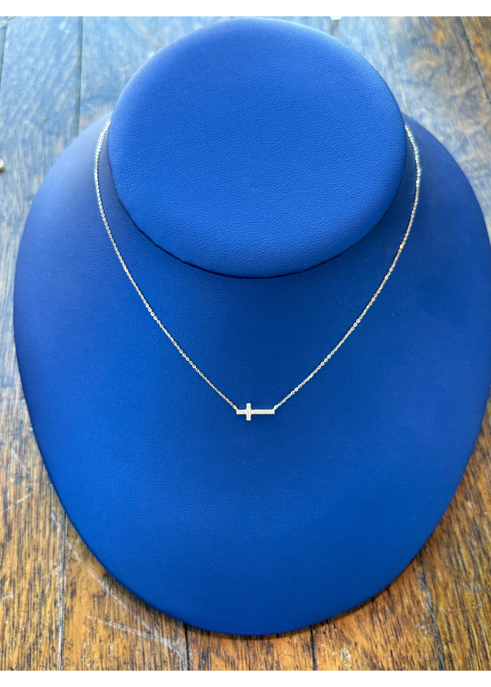 Jordans 10k Horizontal Diamond Cross Necklace adj chain