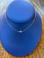 Jordans Adj Horizontal Cross Diamond Necklace .20cttw