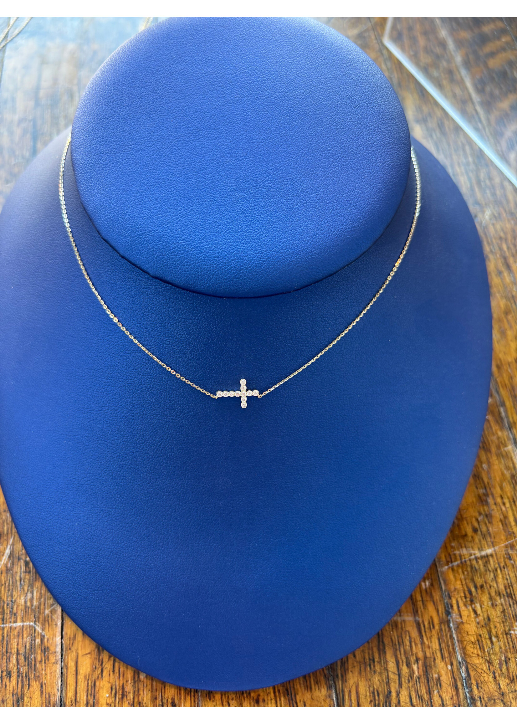 Jordans Adj Horizontal Cross Diamond Necklace .20cttw