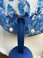 Jordans Pearl and Diamond Drop Fishhook Earring 10k white gold