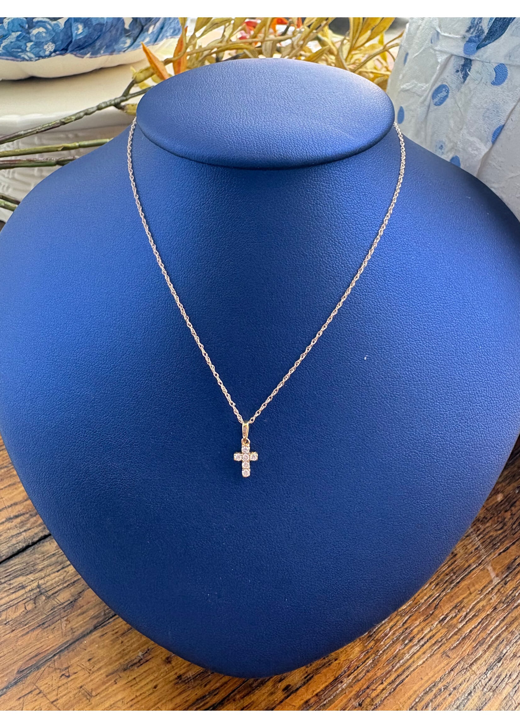 Jordans Mini Diamond Cross 14k 16in