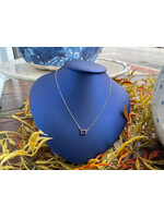 Jordans .50ct Bezel Set Emerald Cut Amethyst 10k adj chain