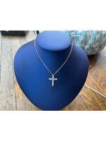 Jordans 1cttw LG Diamond Cross 14k adj 1mm Cable Chain