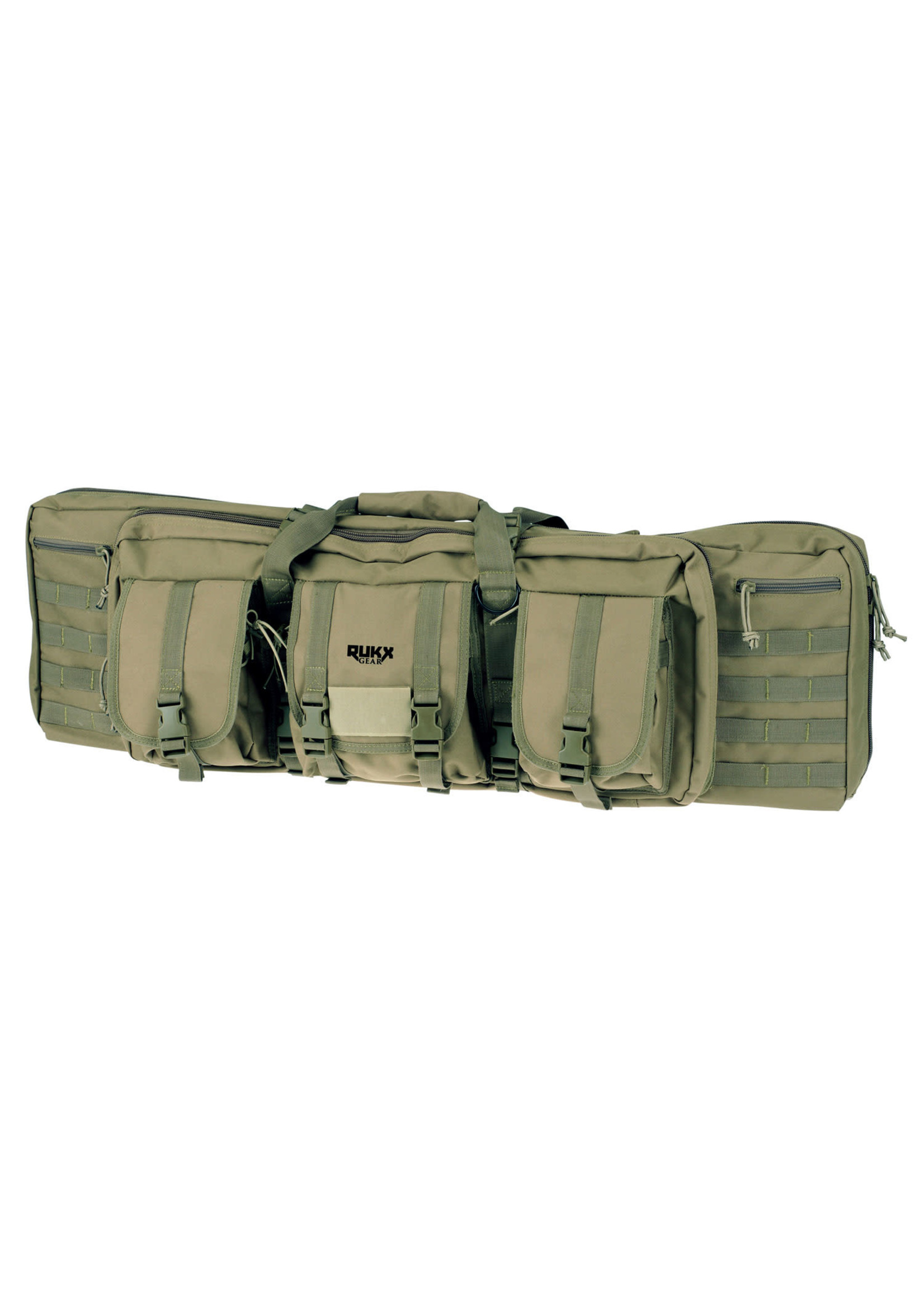 Rukx Gear Rukx Gear ATICT36DGG Tactical Double Gun Case 36" Water Resistant Green 600D Polyester with Non-Rust Zippers, Reinforced Velcro, & Adjustable Back Straps