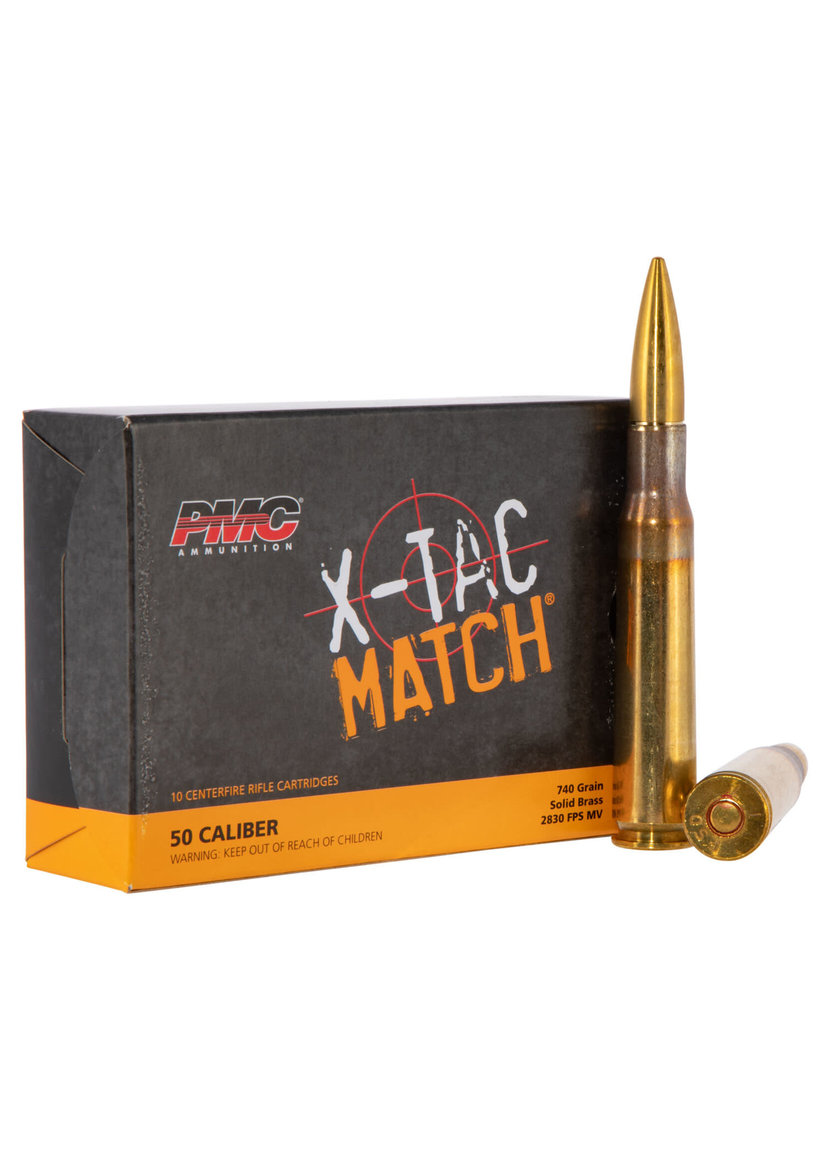 PMC PMC Ammunition X-Tac Match 50 BMG 740 gr. Solid Brass MFG# 50XM UPC # 741569060387
