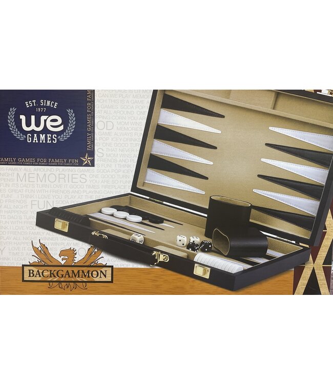 BACKGAMMON, 15" BLACK AND BEIGE VINYL