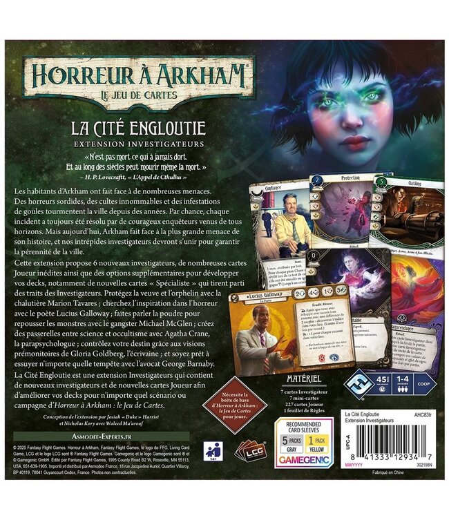 HORREUR À ARKHAM : LE JEU DE CARTES  -  LA CITÉ ENGLOUTIE  -  EXTENSION INVESTIGATEURS (FR)