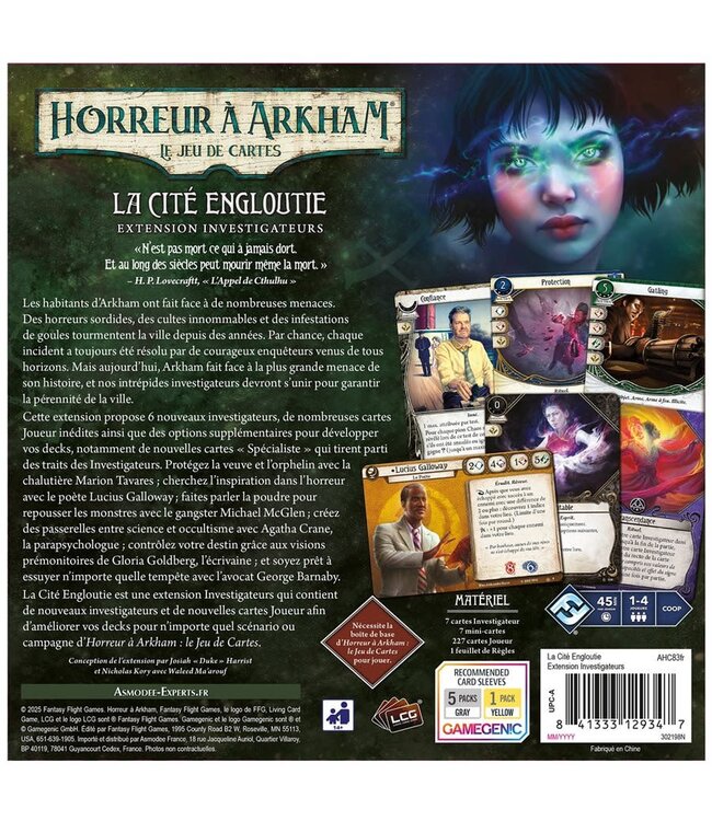 HORREUR À ARKHAM : LE JEU DE CARTES  -  LA CITÉ ENGLOUTIE  -  EXTENSION INVESTIGATEURS (FR)