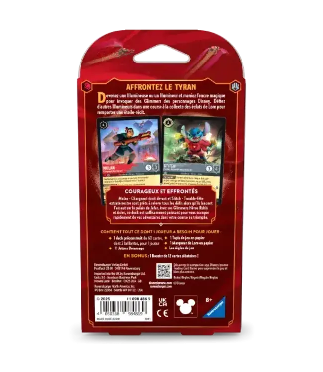 DISNEY LORCANA  -  LE RÈGNE DE JAFAR  -  DECK DE DÉMARRAGE - MULAN & STITCH - RUBIS & ACIER (FR)