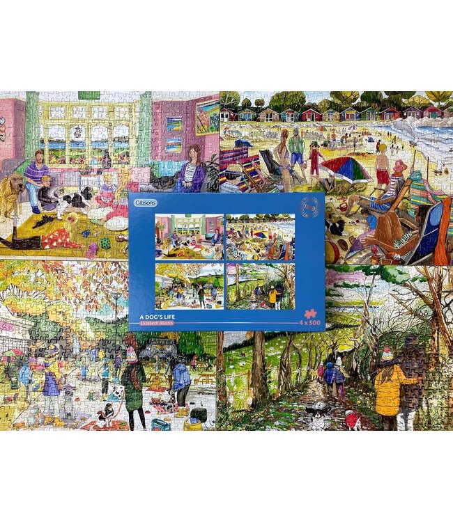 4 PUZZLES – 500 PCS  – A DOG’S LIFE