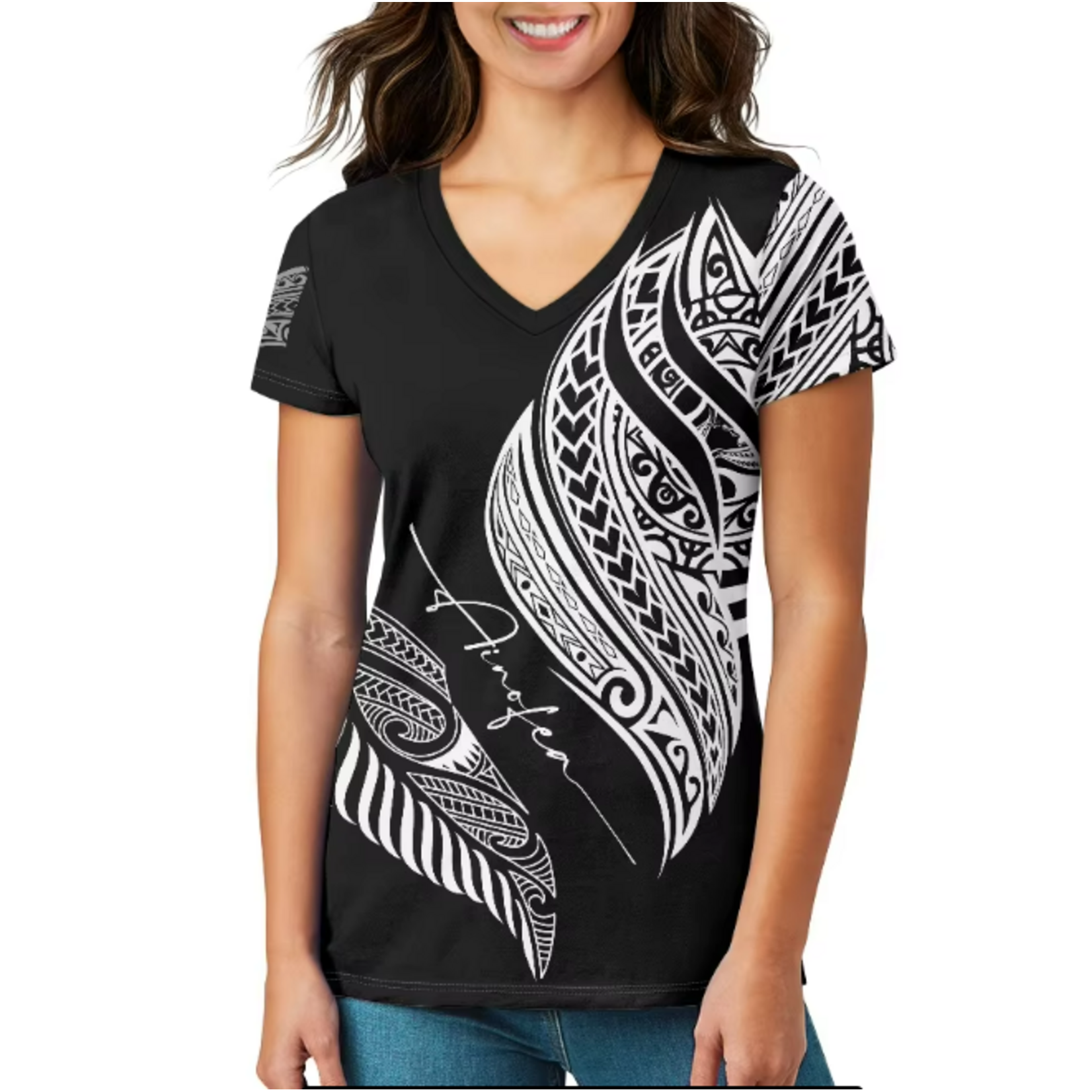 Womens printed V neck shirts