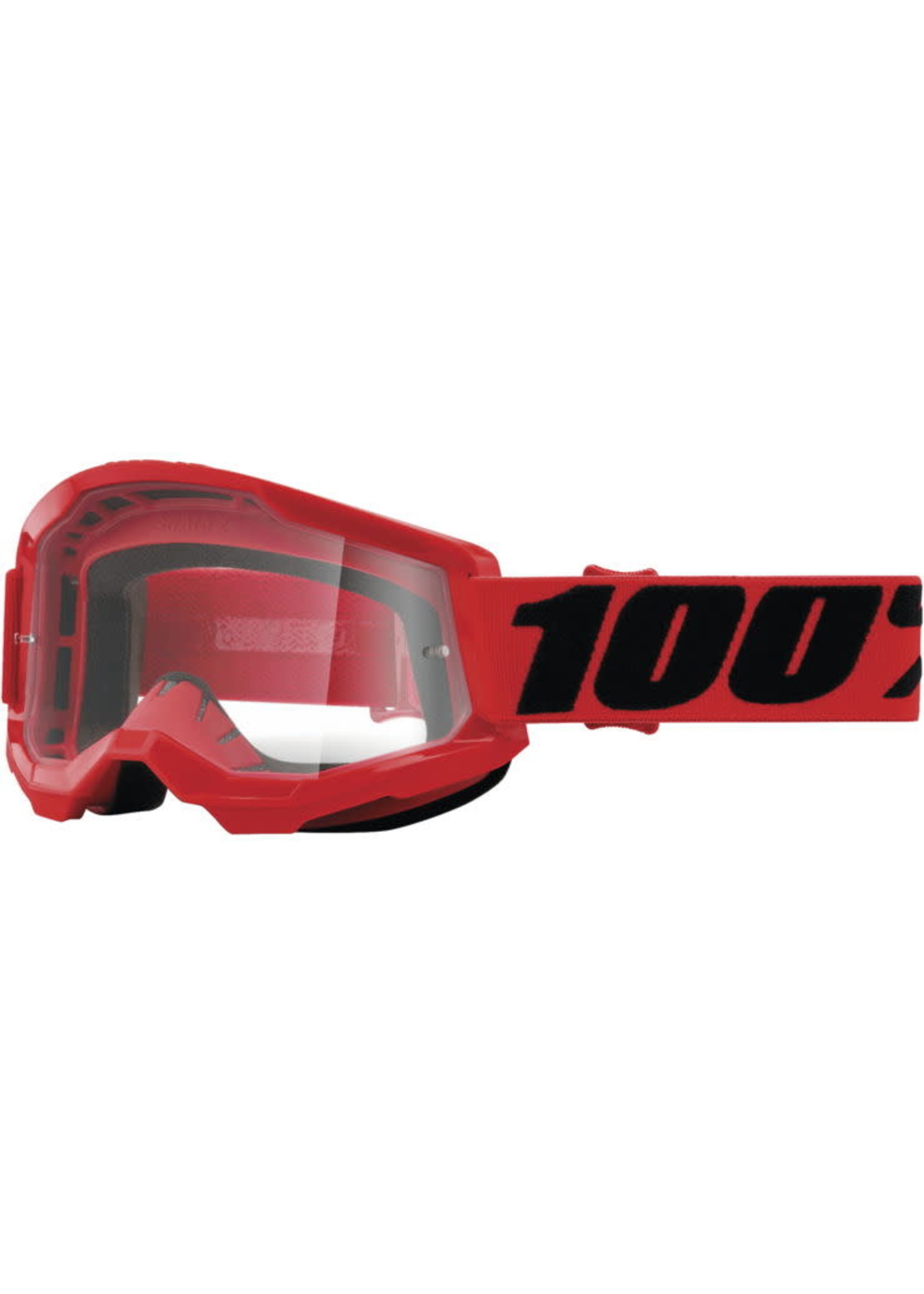 100% 100% STRATA 2 GOGGLE RED WITH CLEAR LENS