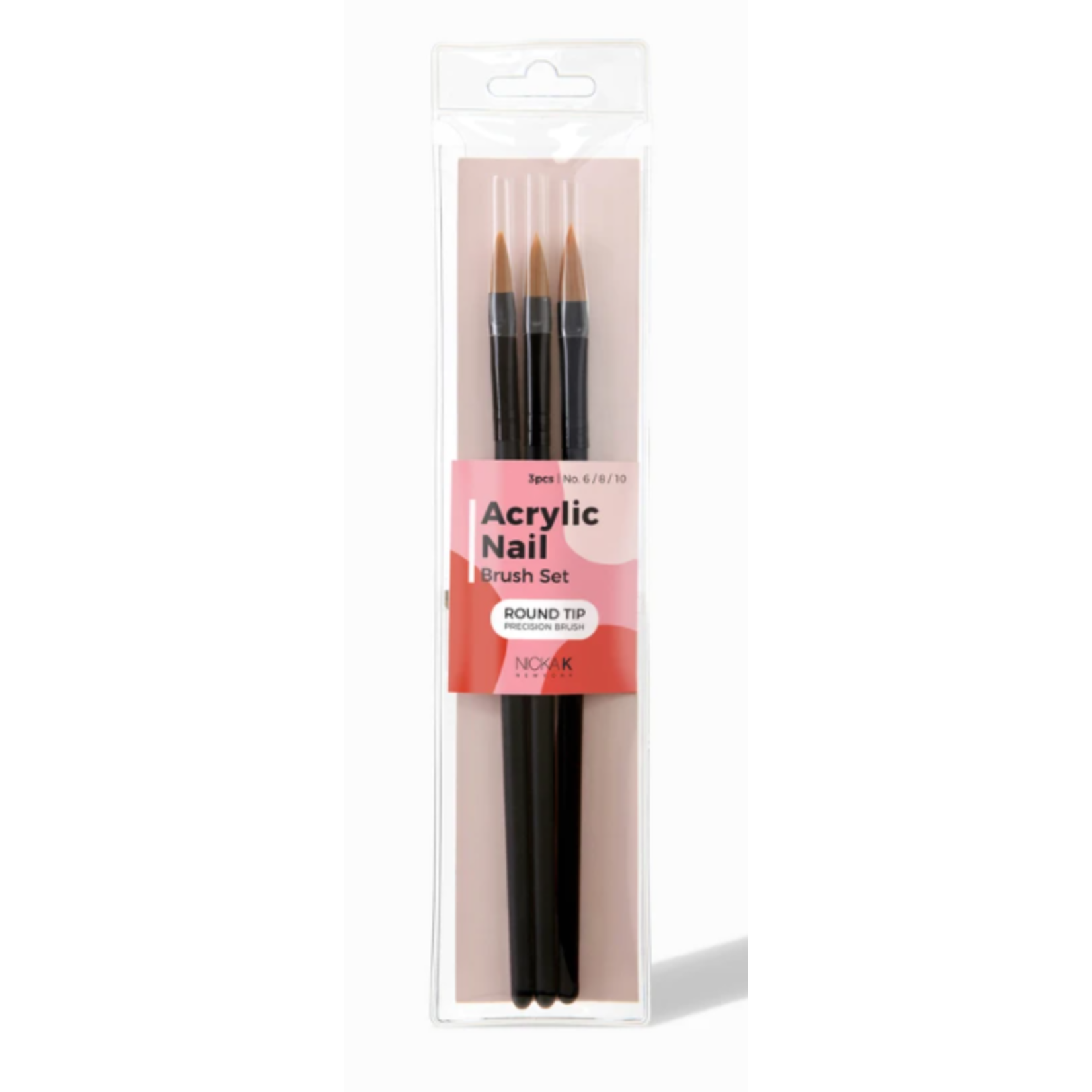 3pcs Nicka K round tip precision acrylic nail brush kit