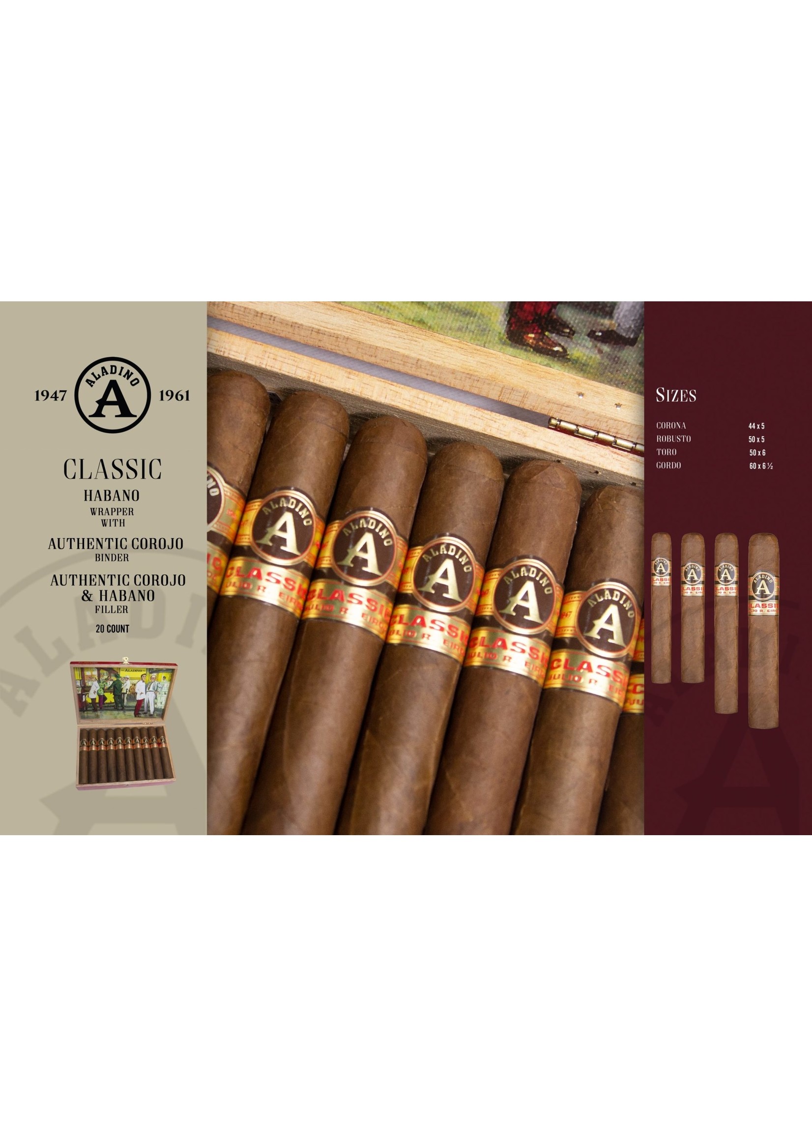 JRE Tobacco Co. Aladino Classic - Toro-  50x6 - Single (C9)