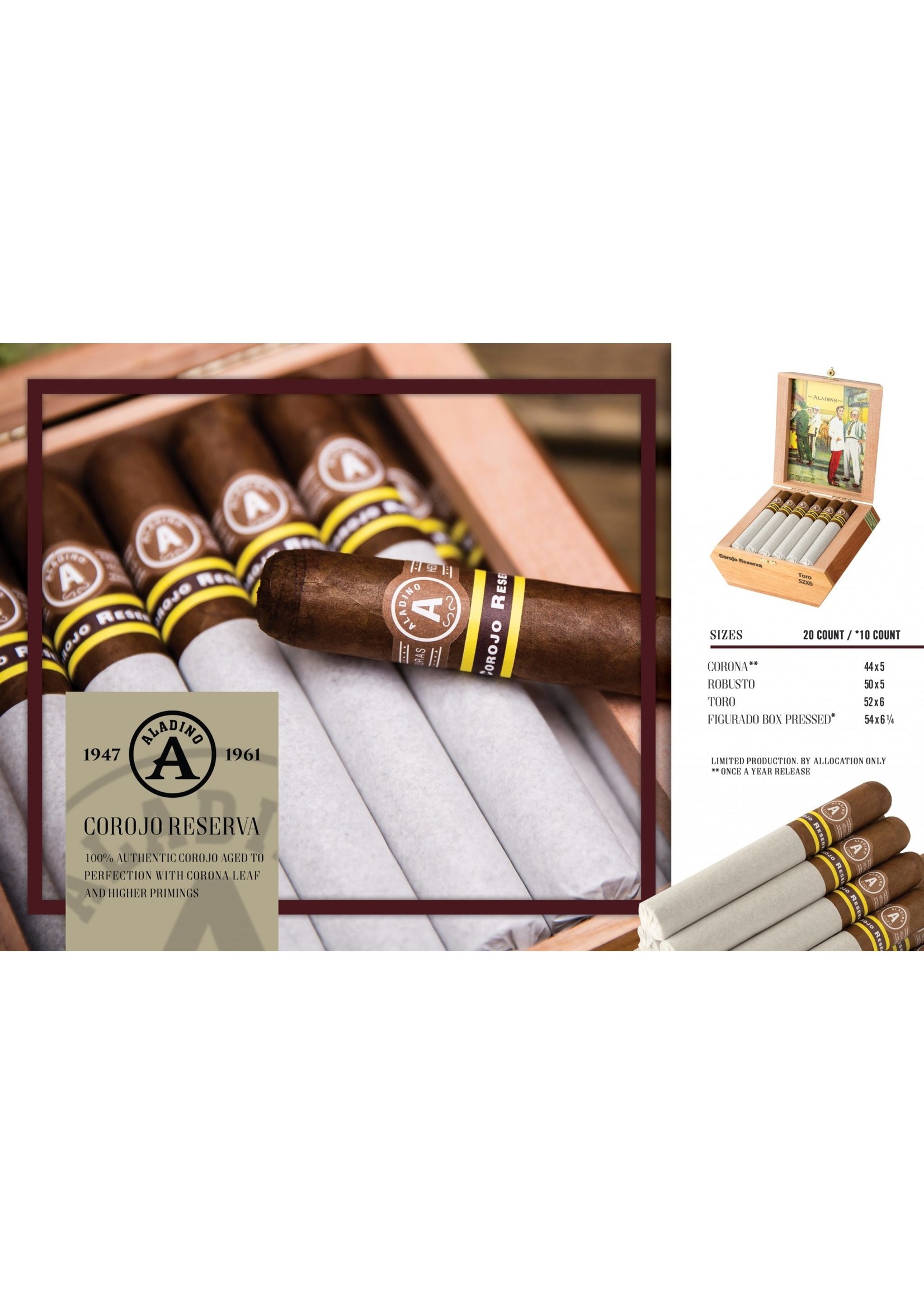 JRE Tobacco Co. Aladino  Corojo Reserva  - Toro - 52x6 - Single (C4)