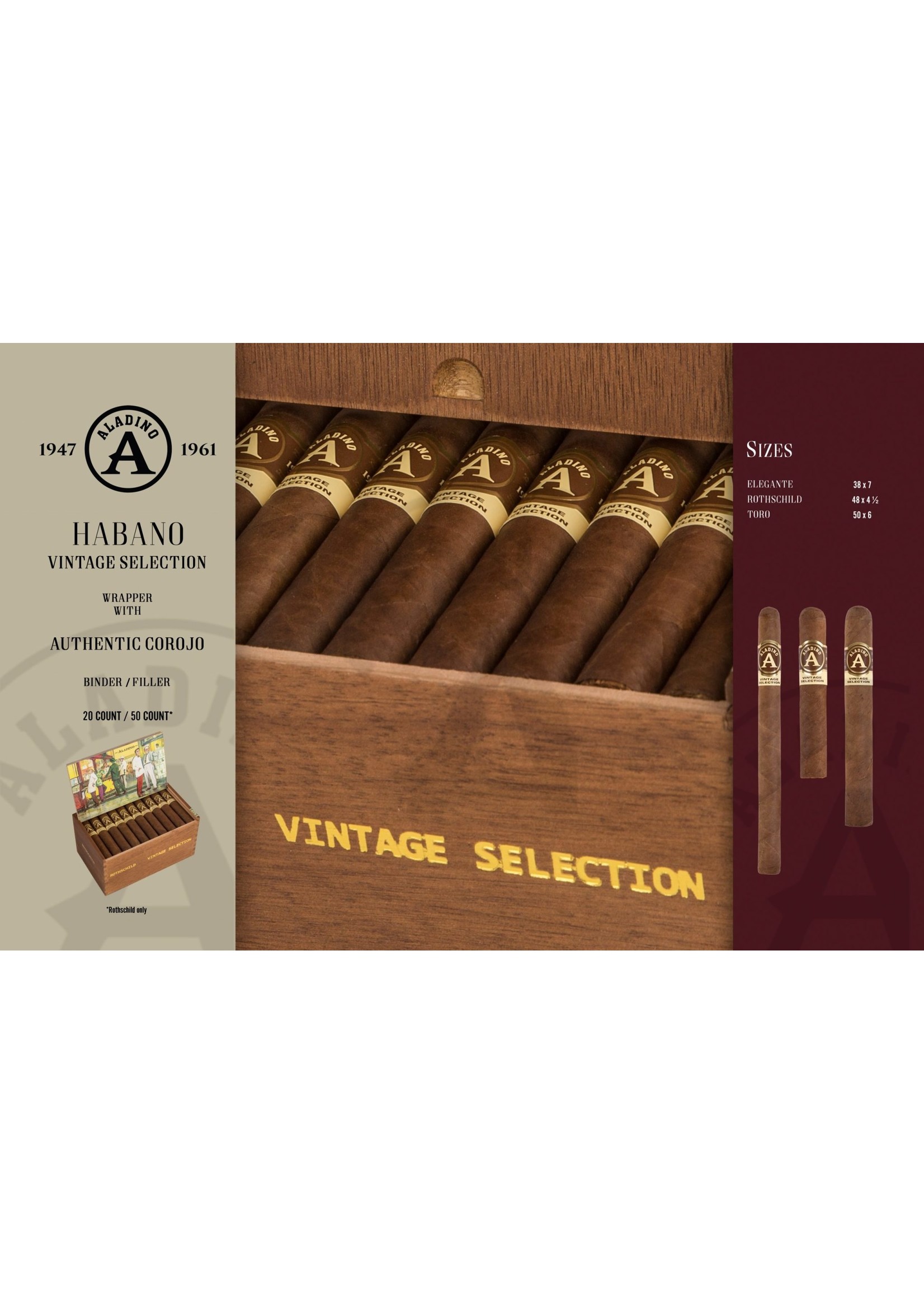 JRE Tobacco Co. Aladino Vintage - Toro 50x6