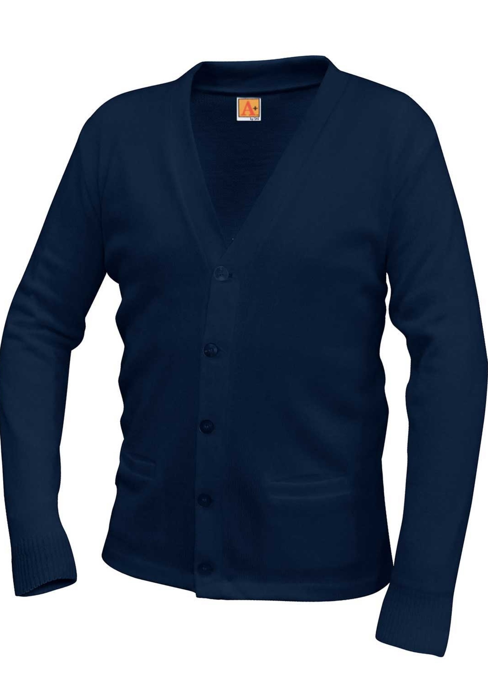 YOUTH A+ CARDIGAN SWEATER WITH EMBROIDERY LOGO