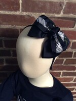 PLAID & NAVY  DOUBLE BOW WRAPPED ON A NAVY HEADBAND