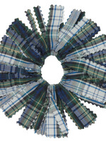 POMPOM WHITE PLAID SCRUNCHIE