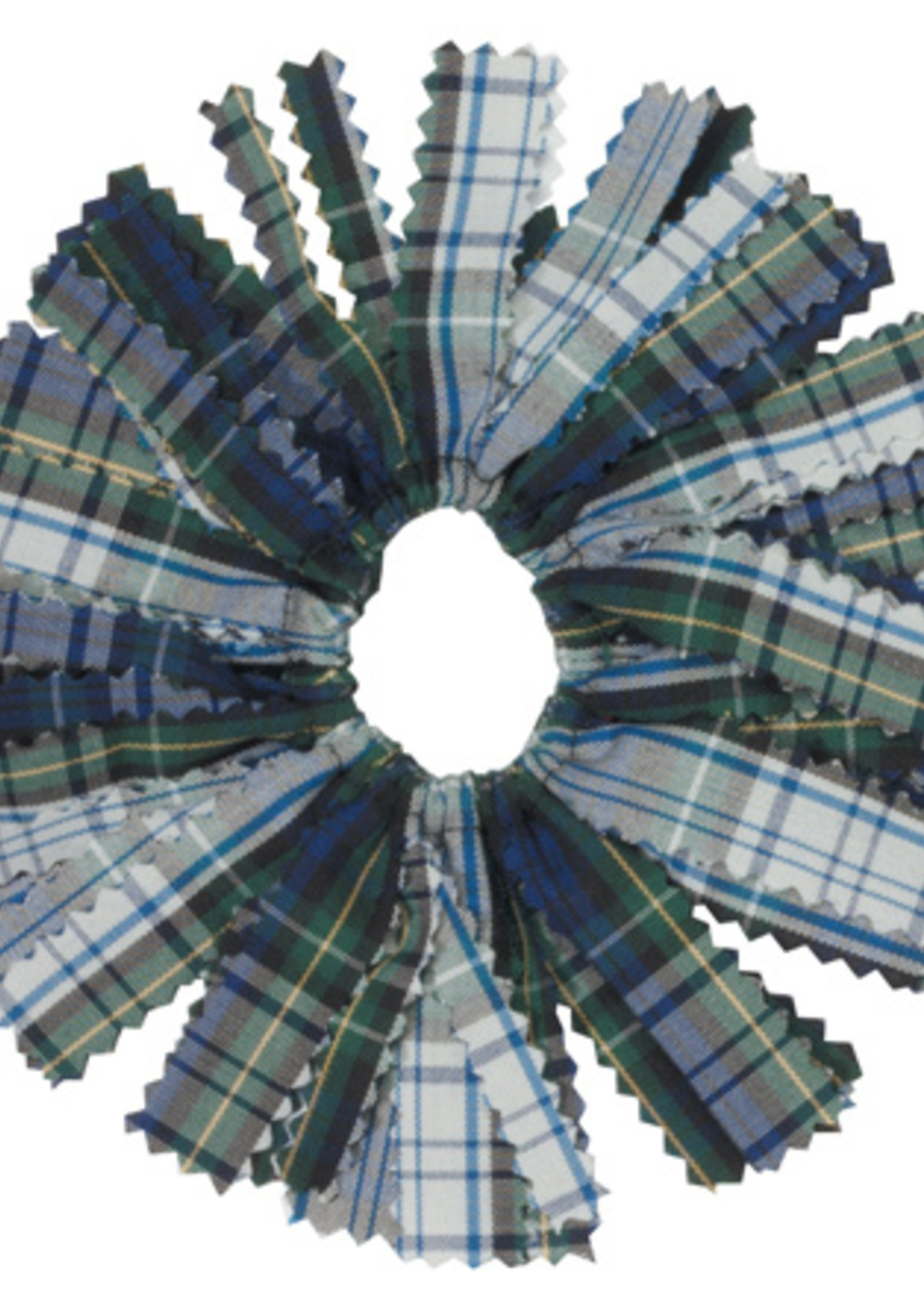 POMPOM WHITE PLAID SCRUNCHIE