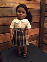 PLEATED WHITE PLAID SKIRT AND BLOUSE SET FOR 18" DOLL