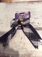 FOUR LOOPED PLAID BOW WITH  PONYTAIL HOLDER AND STREAMERS