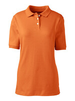 LADIES FEMININE FIT INTERLOCK POLO WITH EMBROIDERY LOGO