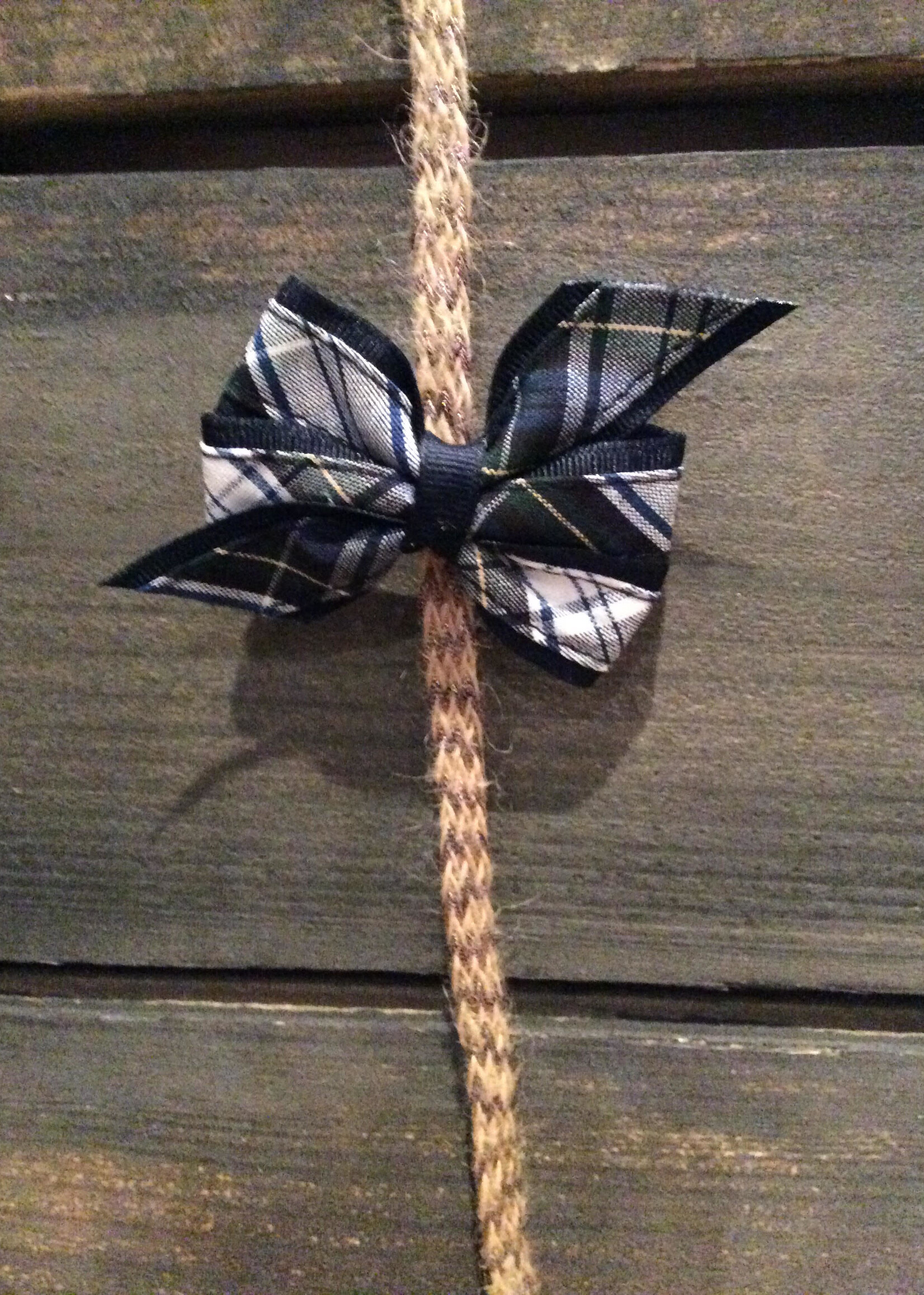 PLAID & RIBBON MONARCH  PINCH CLIP