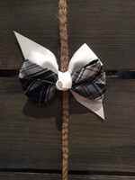 LARGE PINWHEEL PLAID BOW  ON BARRETTE