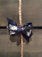 SMALL PINWHEEL PLAID & NAVY  BOW ON BARRETTE