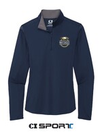 LADIES SOFT SILK TOUCH PERFORMANCE 1/4 ZIP NAVY/STEEL GREY