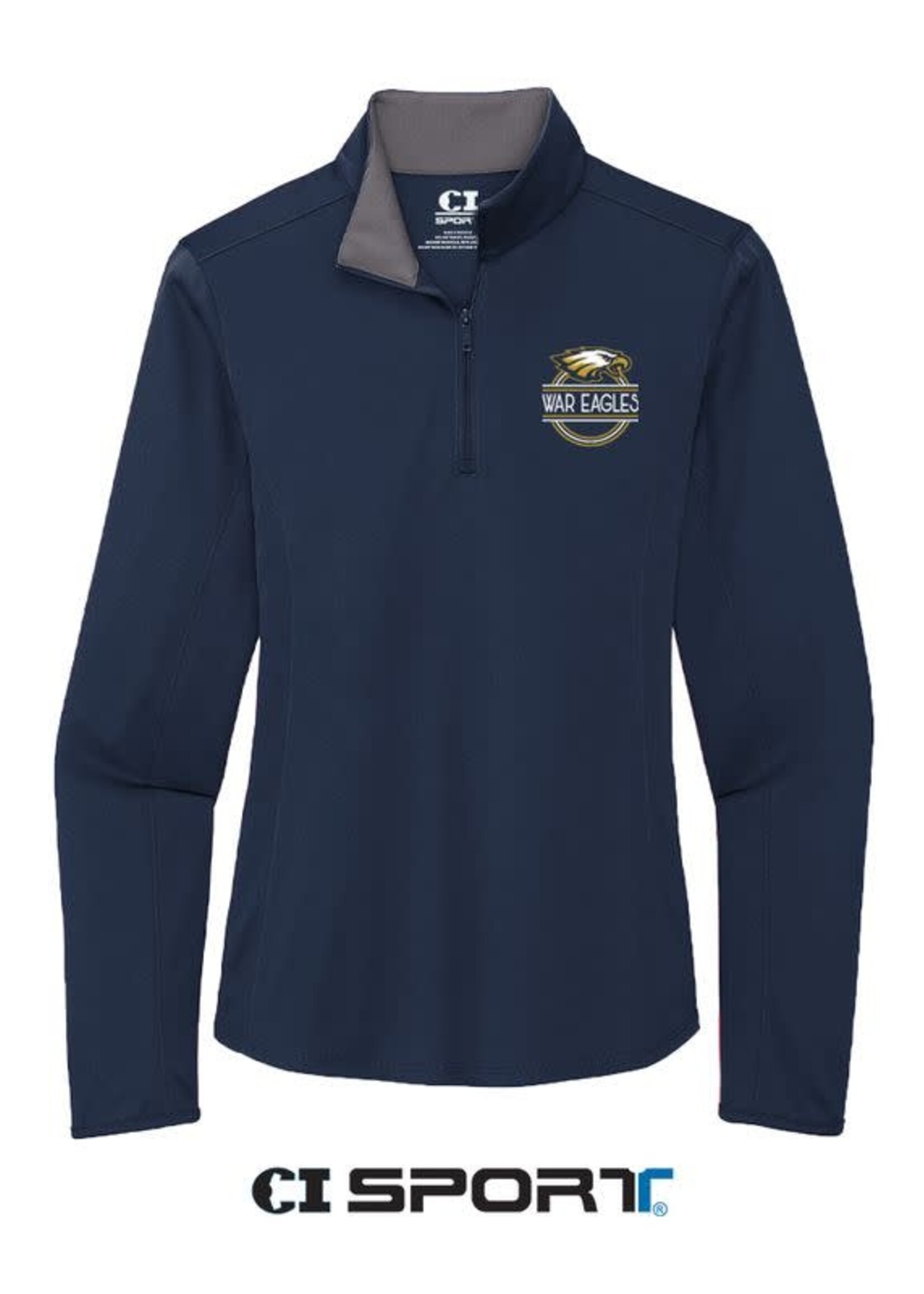 LADIES SOFT SILK TOUCH PERFORMANCE 1/4 ZIP NAVY/STEEL GREY