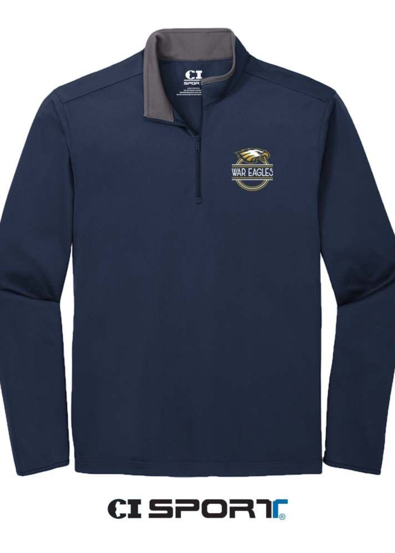 MENS SOFT SILK TOUCH PERFORMANCE 1/4 ZIP NAVY/STEEL GREY