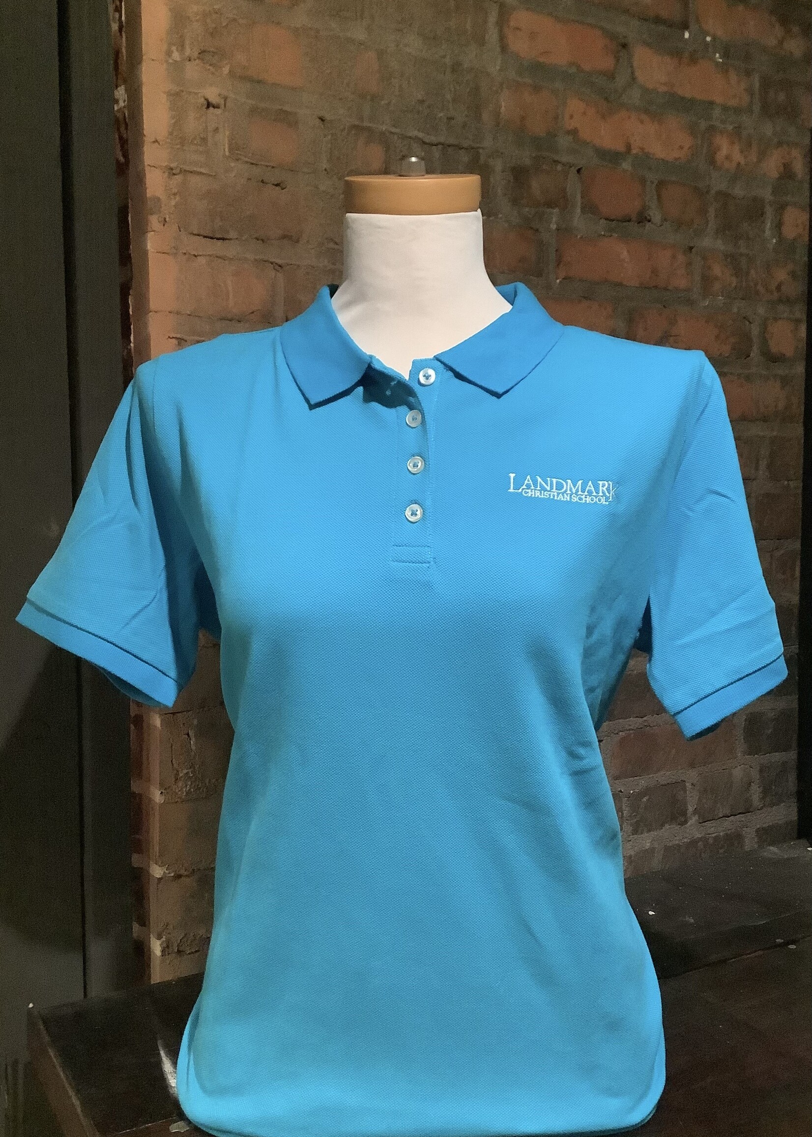 LADIES SIZE MEDIUM LANDS' END PIQUE POLO IN BRILLIANT TURQUOISE