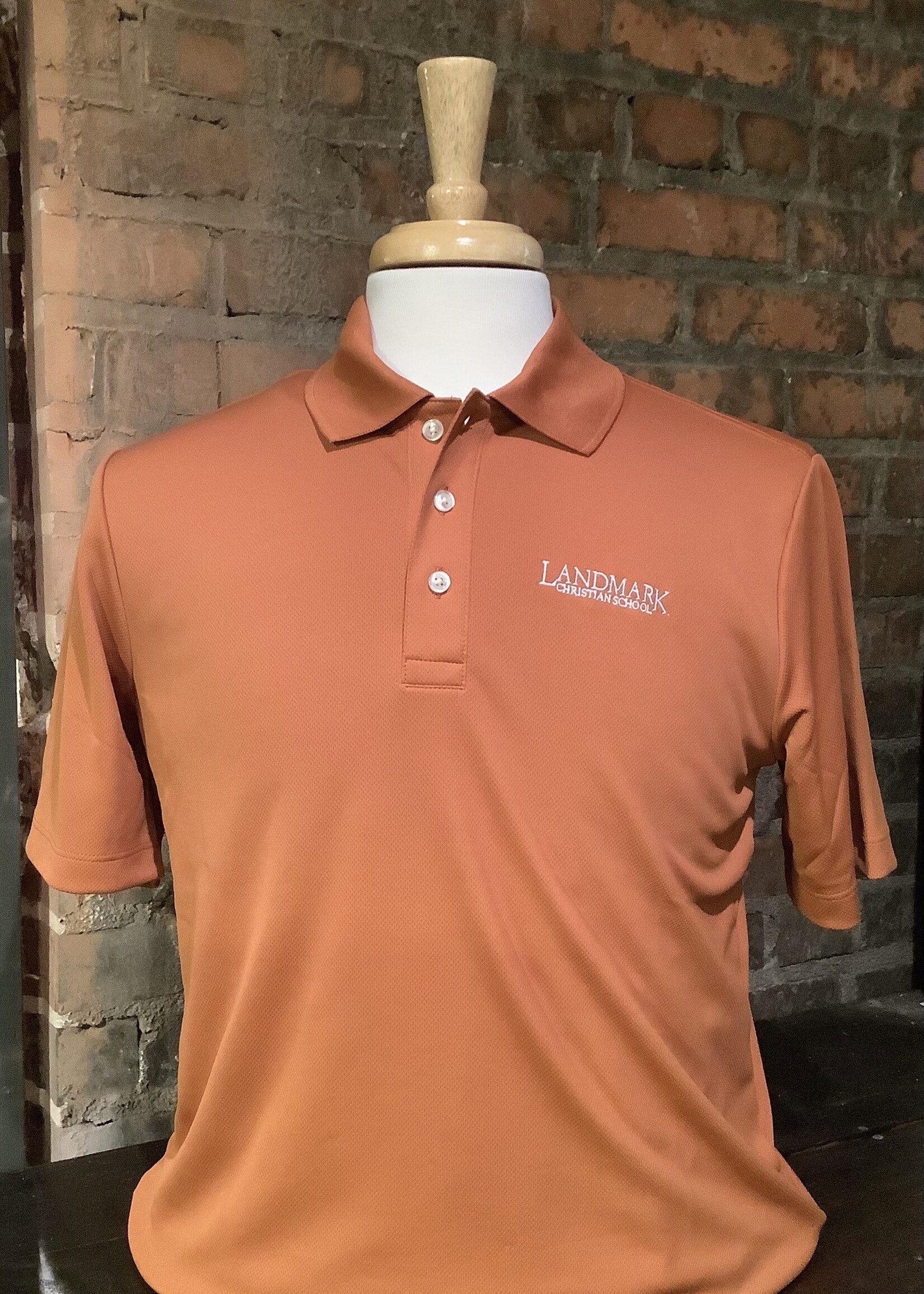 MENS LANDS' END PERFORMANCE POLO IN TEXAS ORANGE