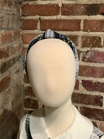 LARGE NAVY RIBBON & PLAID BOW ON A WIDE PADDED