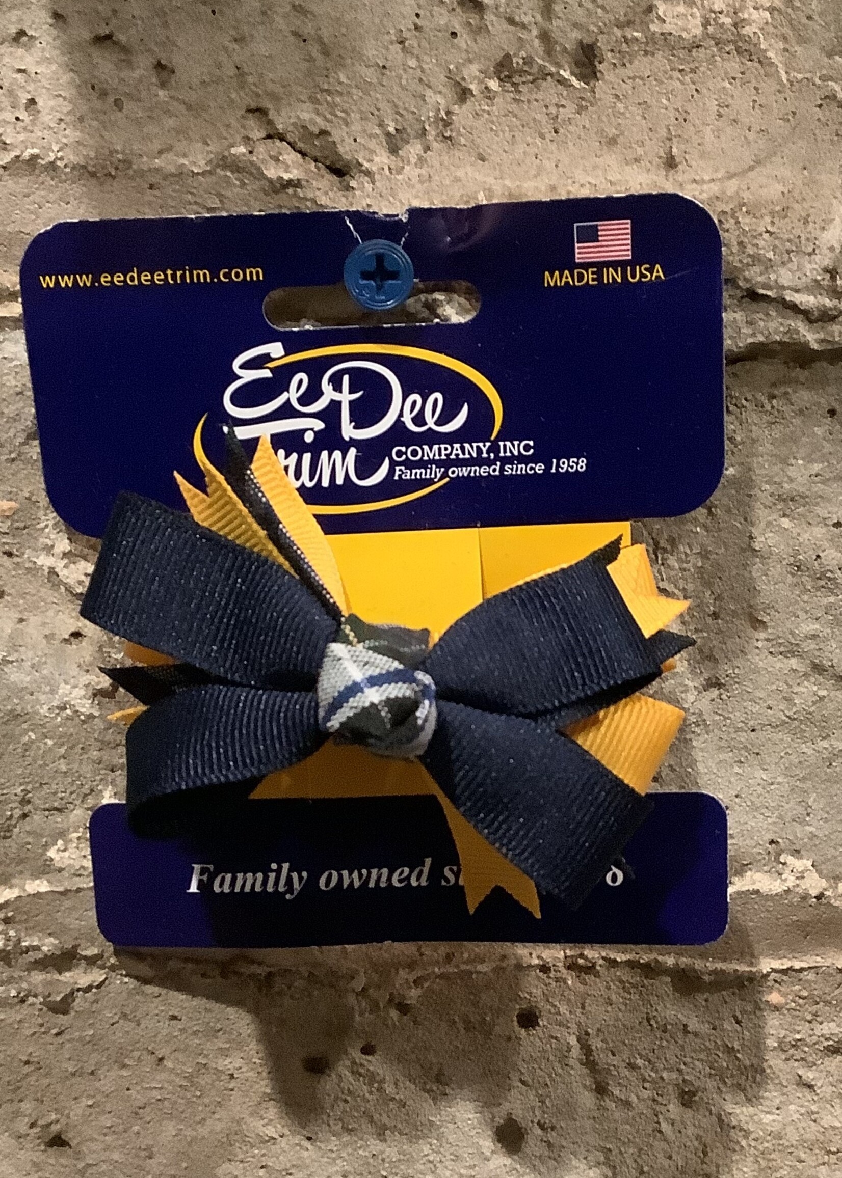 SMALL PLAID RIBBON SPIKED BOW / FBE142S GOLD