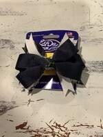 SMALL PLAID RIBBON SPIKED BOW / FBE142 WITH WHITE & NAVY RIBBON
